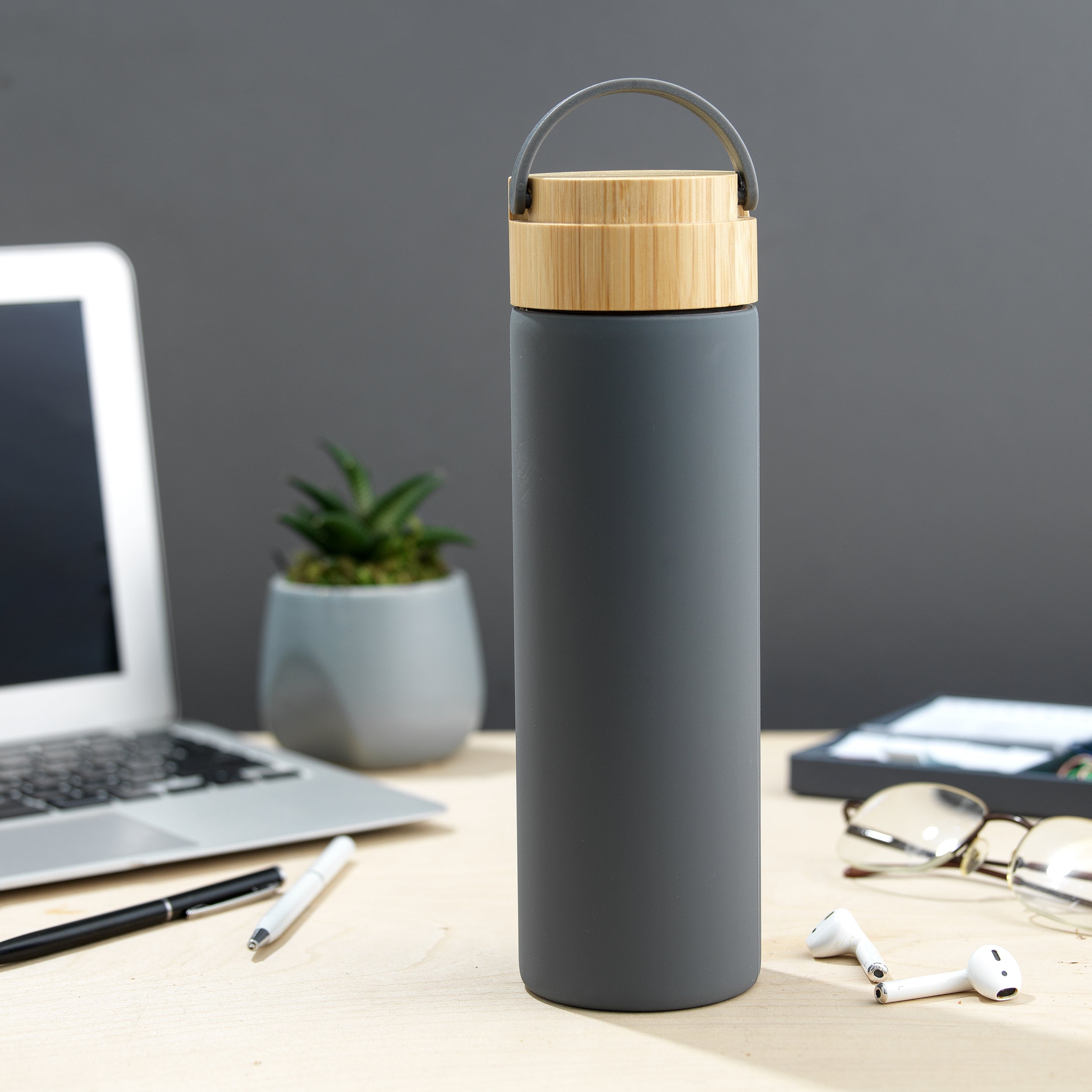 JoyJolt Glass Water Bottle with Strap and Silicone Sleeve