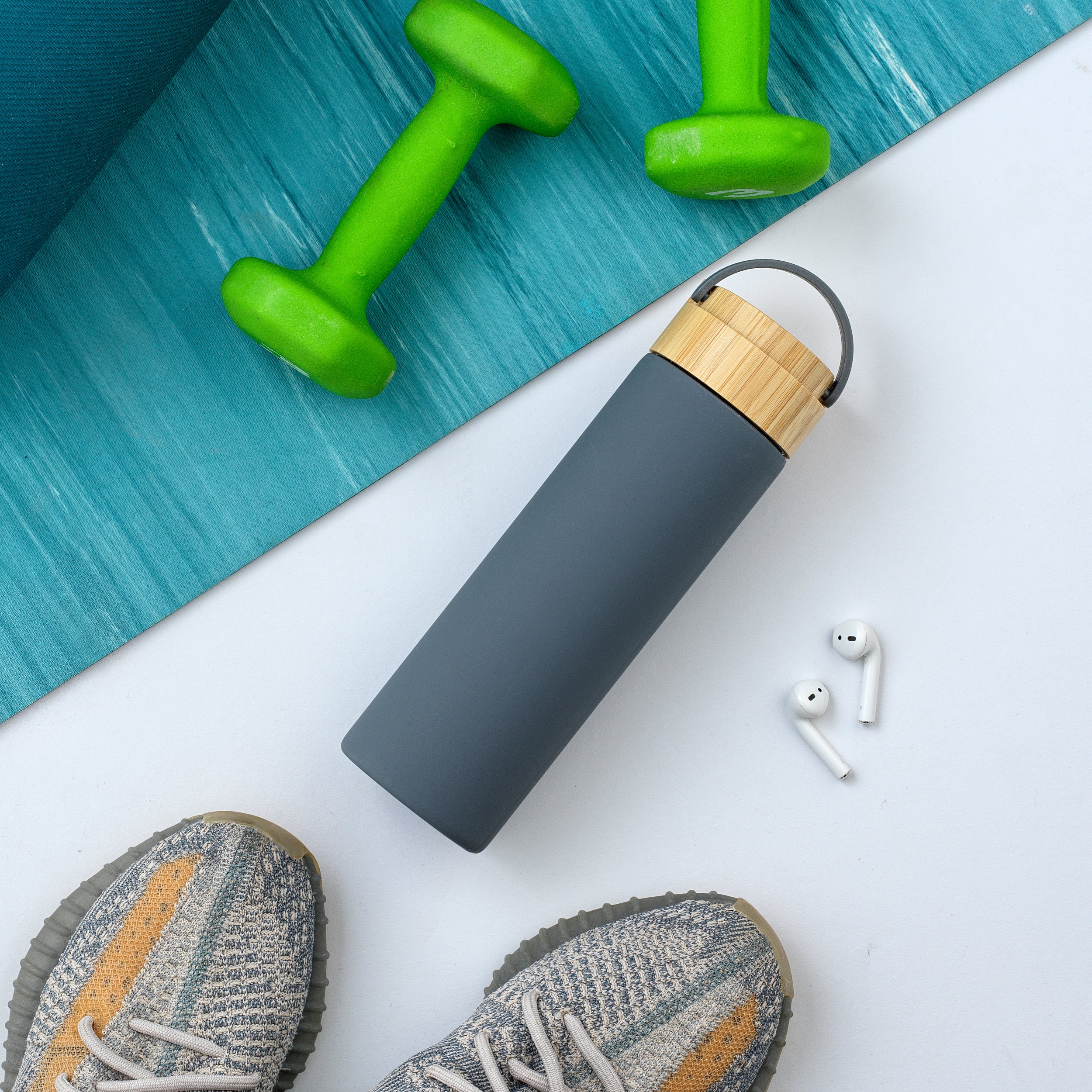 JoyJolt Glass Water Bottle with Strap and Silicone Sleeve