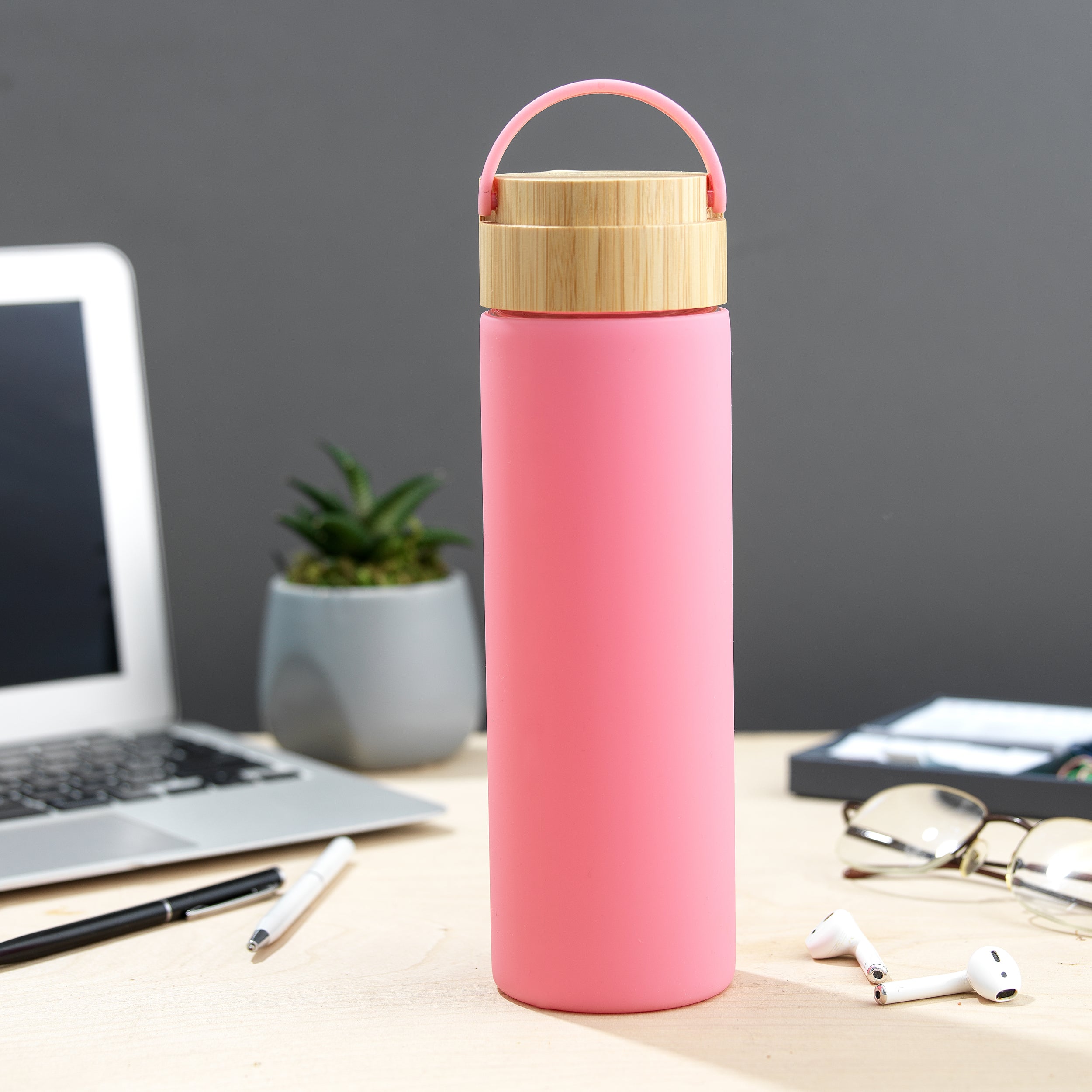 JoyJolt Glass Water Bottle with Strap and Silicone Sleeve