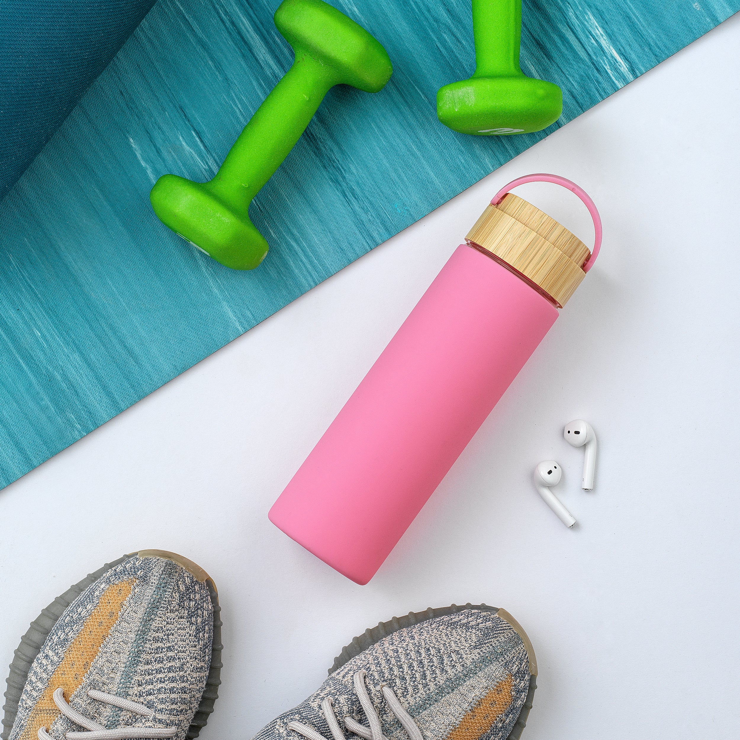 JoyJolt Glass Water Bottle with Strap and Silicone Sleeve