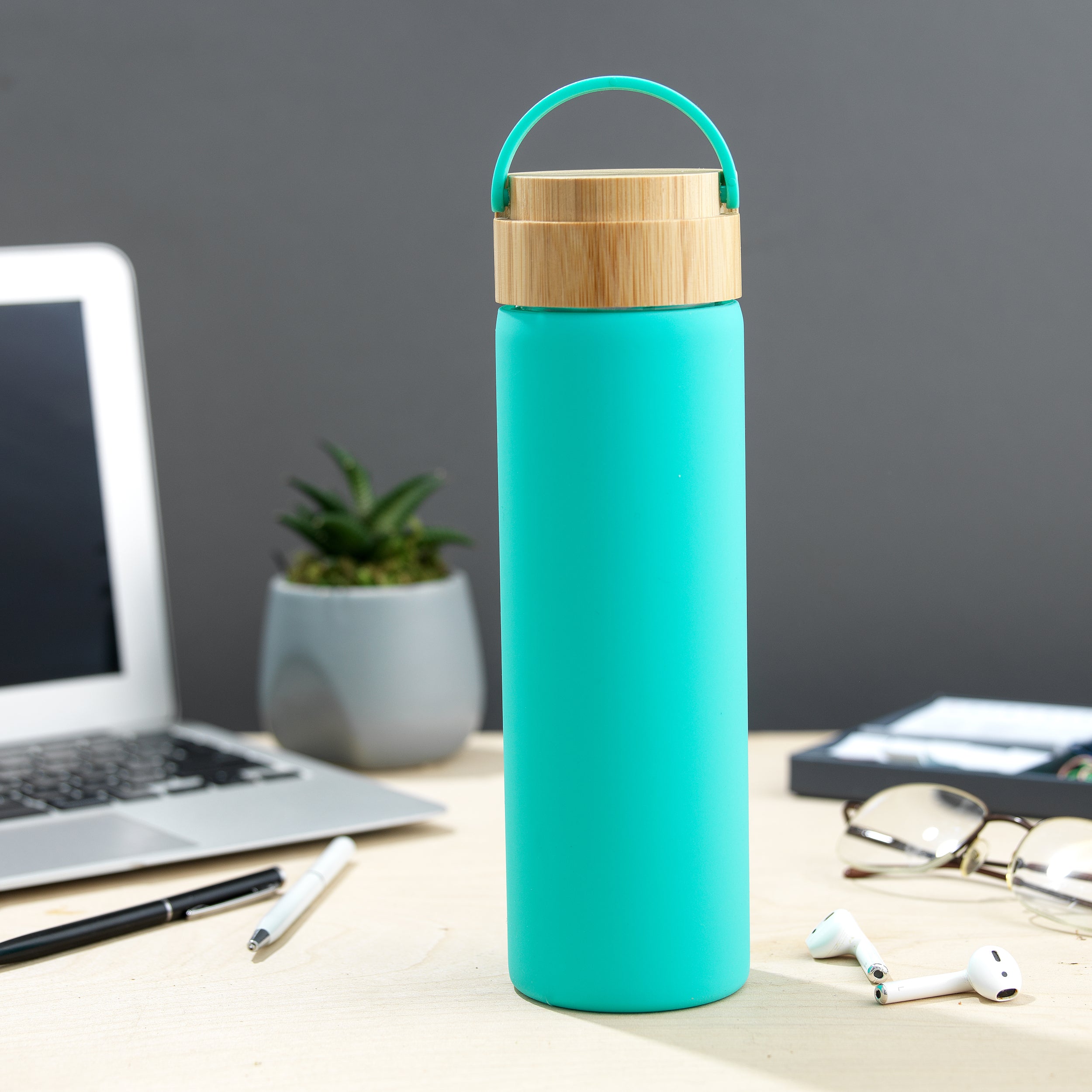 JoyJolt Glass Water Bottle with Strap and Silicone Sleeve