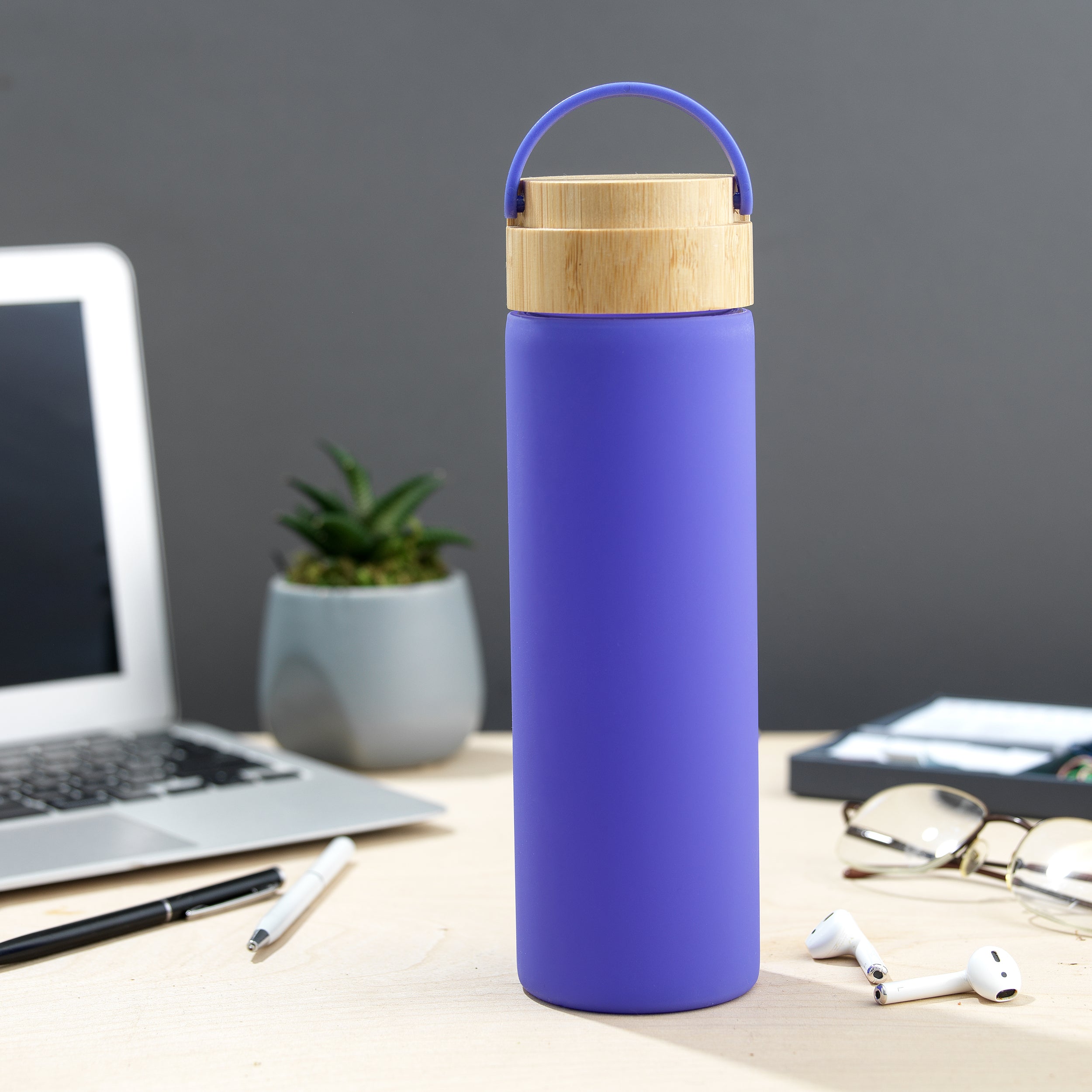 JoyJolt Glass Water Bottle with Strap and Silicone Sleeve