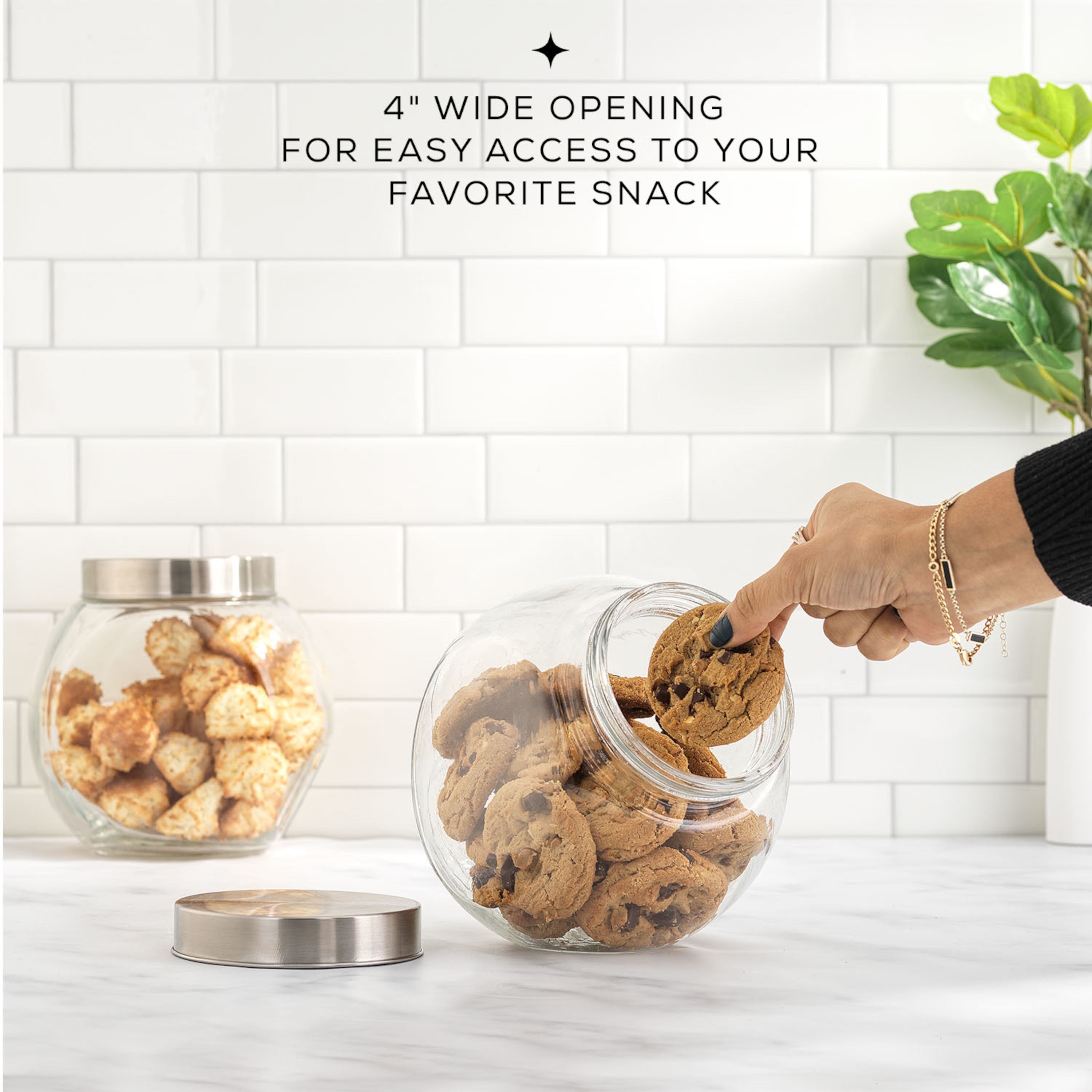 JoyFul Round Glass Cookie Jar with Airtight Lids