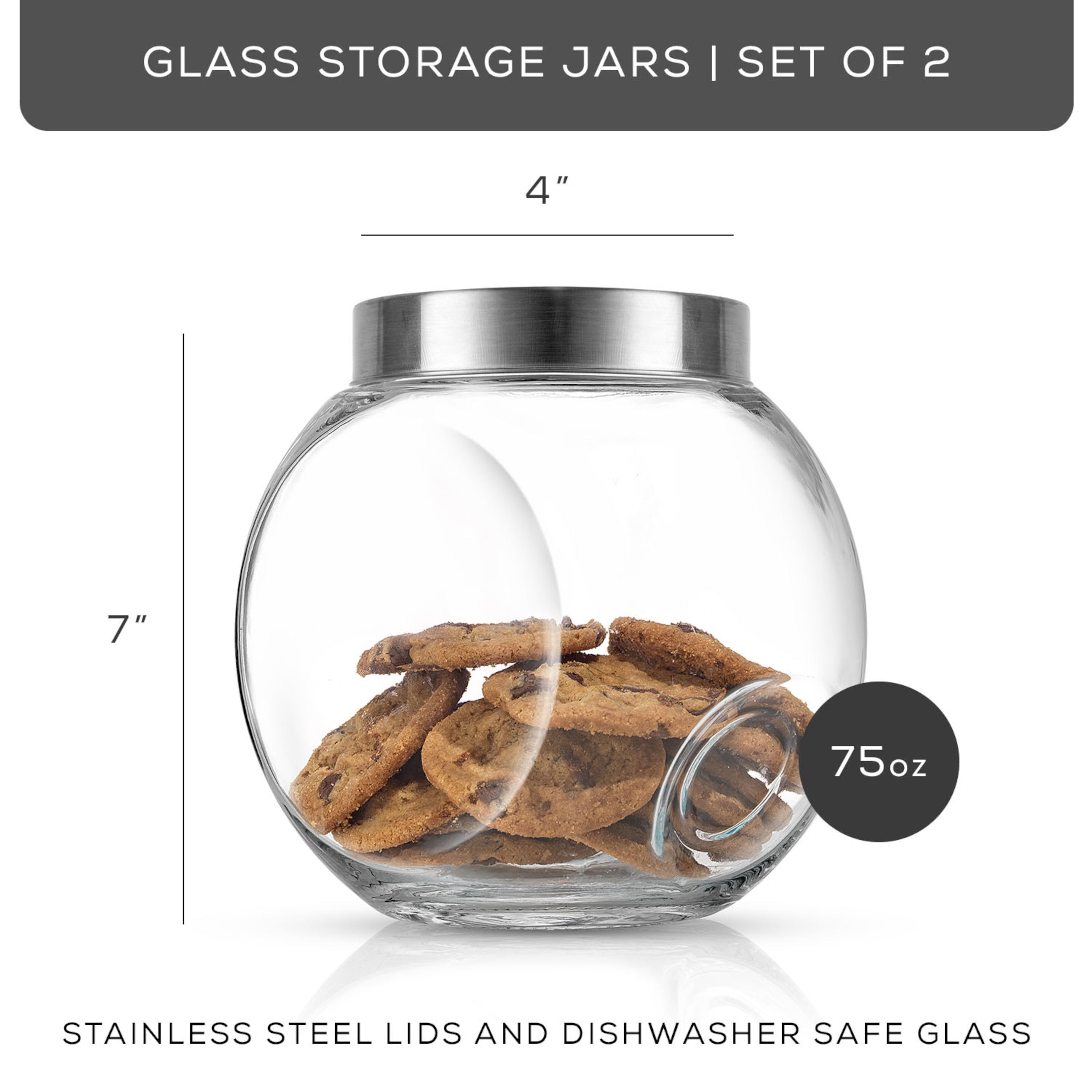 JoyFul Round Glass Cookie Jar with Airtight Lids