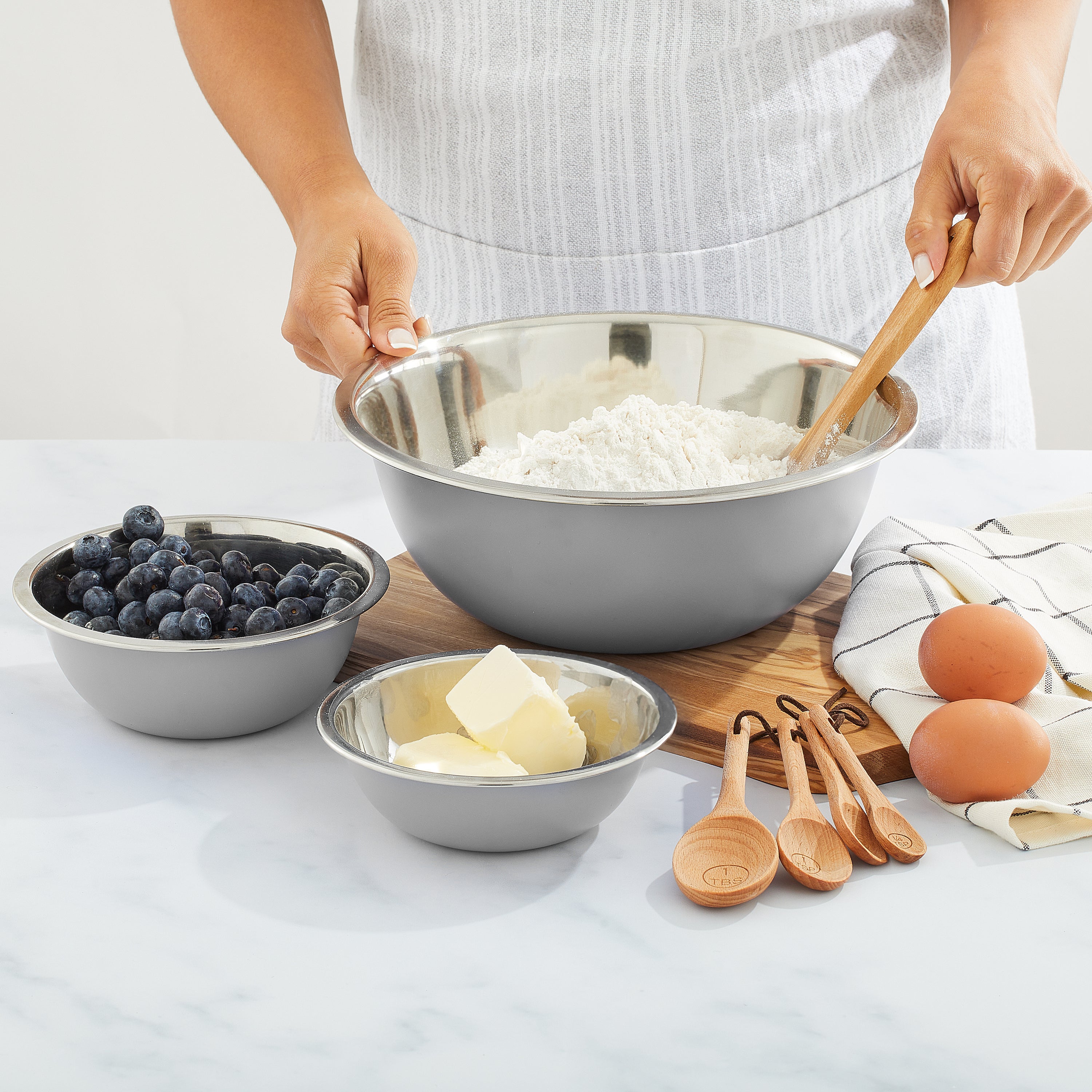 JoyJolt Stainless Steel Mixing Bowl Set - Thumbnail 3